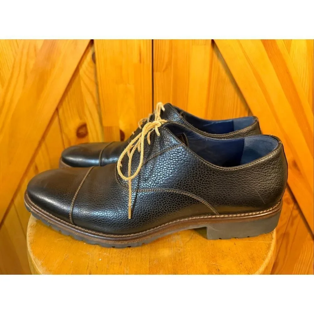Johnston Murphy pebbled black leather Men's Shoes SIZE 11M made in Italy